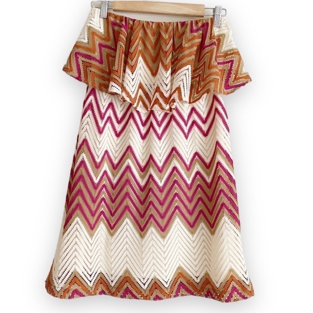 Judith March‎ strapless tunic top crochet Chevron